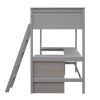 Twin size Loft Bed with Shelves and Desk;  Wooden Loft Bed with Desk