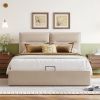 Upholstered Platform Queen Size Bed w/ Storage