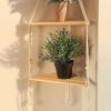 Handwoven Wooden Triangle Rack for Flower Pots, Pendants, and Room Decor