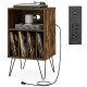 Record Player Stand with Charging Station for Living Room Bedroom