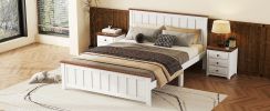 Queen Size Wood Platform Vintage Simple Bed Frame