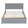 Queen Size Wood Platform Vintage Simple Bed Frame