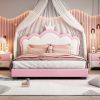 Full size Upholstered Princess Bed With Crown Headboard