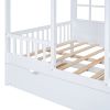 Full Size Wood House Bed With Twin Size Trundle