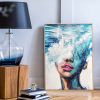 Hand Painted Oil Painting Abstract Nordic Light Blue Girl