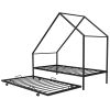 Metal House Bed With Trundle;  Twin Size House Bed