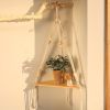 Handwoven Wooden Triangle Rack for Flower Pots, Pendants, and Room Decor