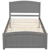 Twin Wood Platform Bed with Headboard and Footboard