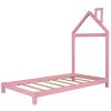 Twin Size Wood Platform Bed with House-shaped Headboard