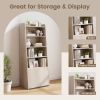 6-Tier Bookcase w/ 2 Adjustable Shelves and Flip Up Door