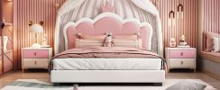 Full size Upholstered Princess Bed With Crown Headboard