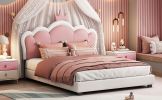 Full size Upholstered Princess Bed With Crown Headboard