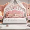 Full size Upholstered Princess Bed With Crown Headboard