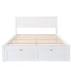 Full Size White Wooden Bed Frame with Underbed Storage Drawers - Ultimate Practicality and Comfort, Perfectly Fits Any Home Decor