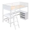 Twin size Loft Bed with Shelves and Desk;  Wooden Loft Bed with Desk