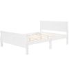 Queen Size Wood Platform Bed with Headboard and Wooden Slat Support