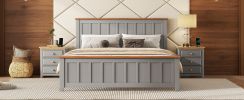 Queen Size Wood Platform Vintage Simple Bed Frame