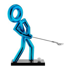 Golf Man Sculpture (Color: Metallic Blue)